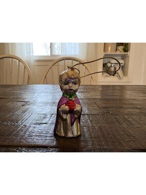 Vintage Heavy Hand Painted Christmas Ornament Shiny